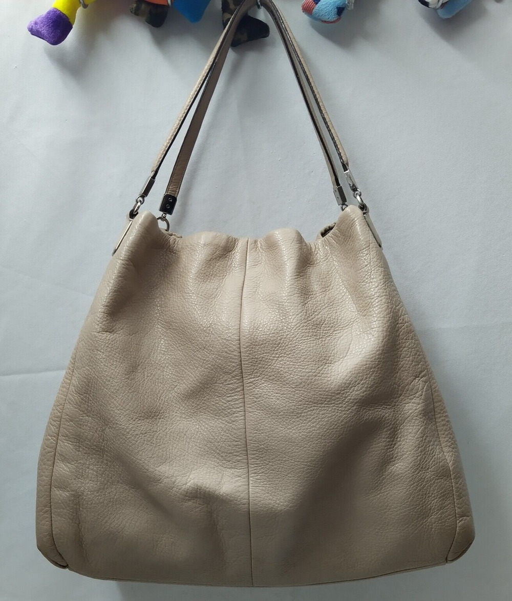 Coach Phoebe Beige Pebbled Leather 3 Compartments Shoulder Bag